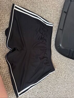 adidas Black Athletic Shorts with White Trim